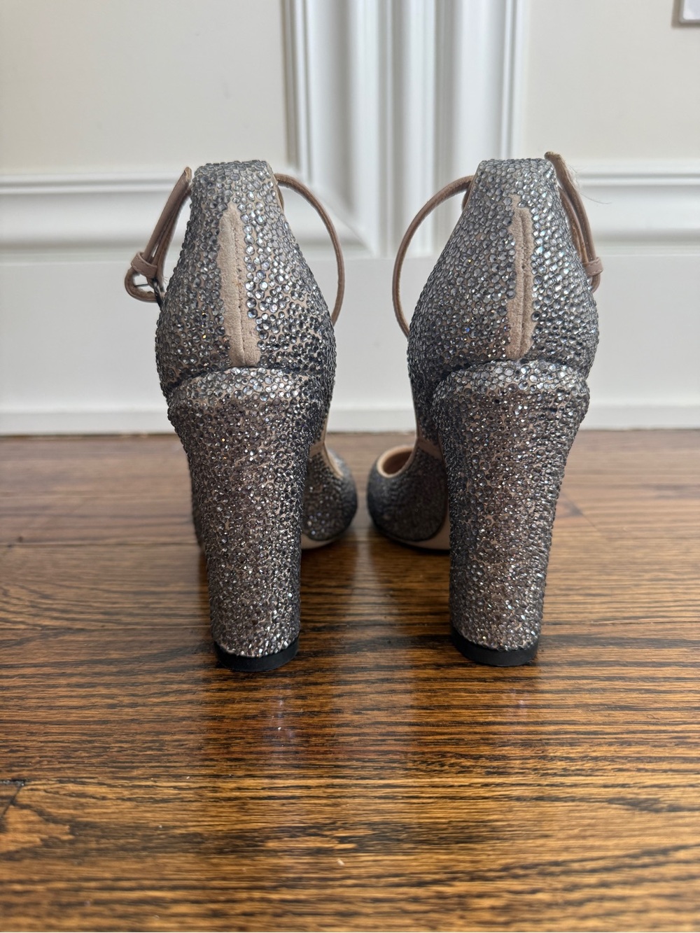 Valentino Garavani Tango embellished ankle strap block heel silver sz 37 - Picture 9 of 10